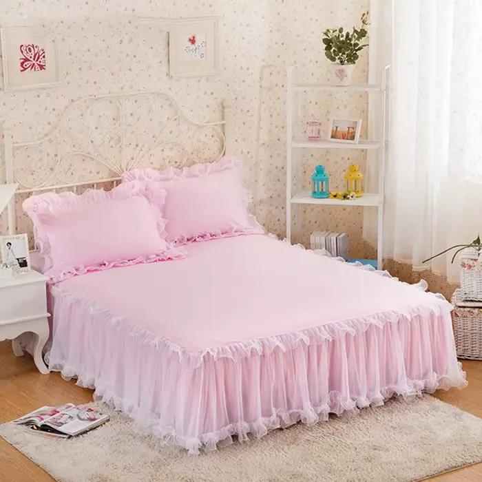 Jupe de lit en dentelle rose style princesse