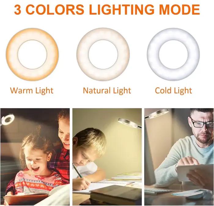 48 LED lampe de bureau Clip USB livre lumière chevet 360 ° Protection oculaire flexible