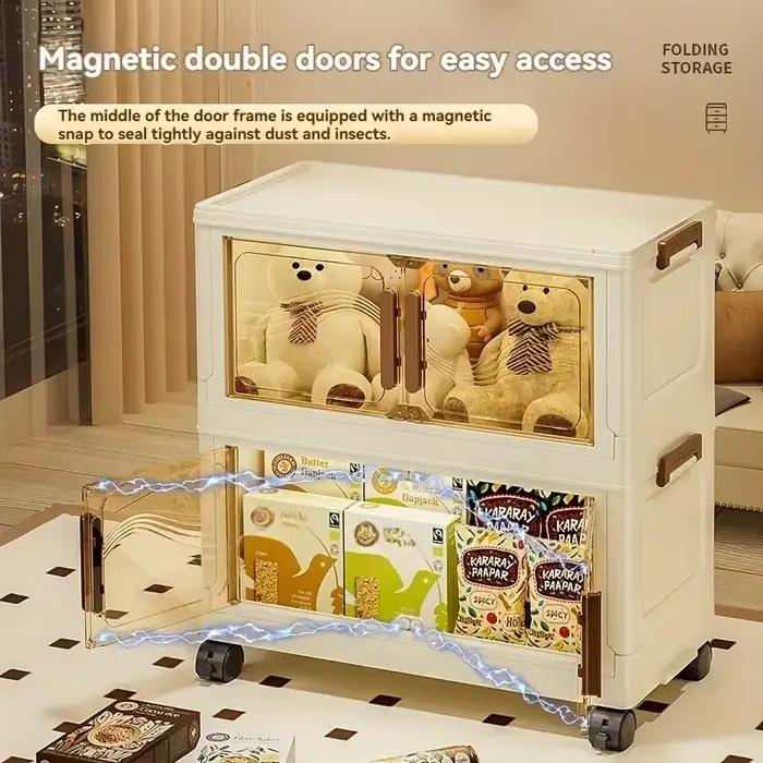Boîte de rangement pliable avec porte transparente