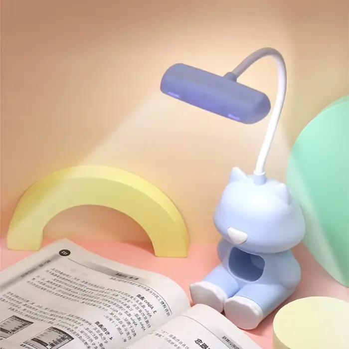 Lampe de bureau Led Flexible en forme de chat mignon et créatif, avec support pour téléphone, lampe de chevet réglable de couleur, pour chambre d'étudiant d'enfants