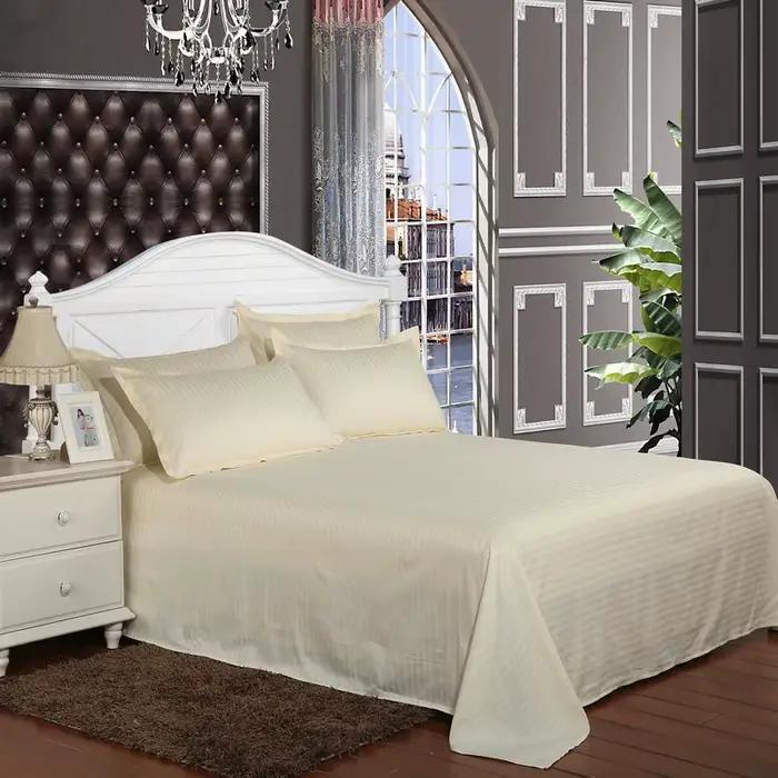 Drap de Lit Blanc pour Hôtel, 100% Coton, Couleur Unie, pio