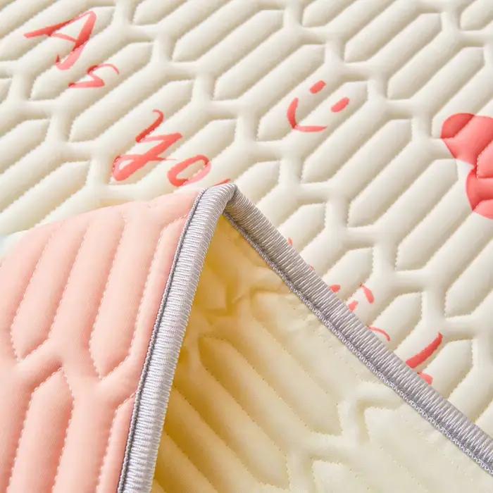 Tapis de lit rafraîchissant en latex imprimé arc-en-ciel pour lit simple ou double