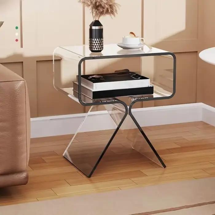 Table de chevet moderne transparente en acrylique