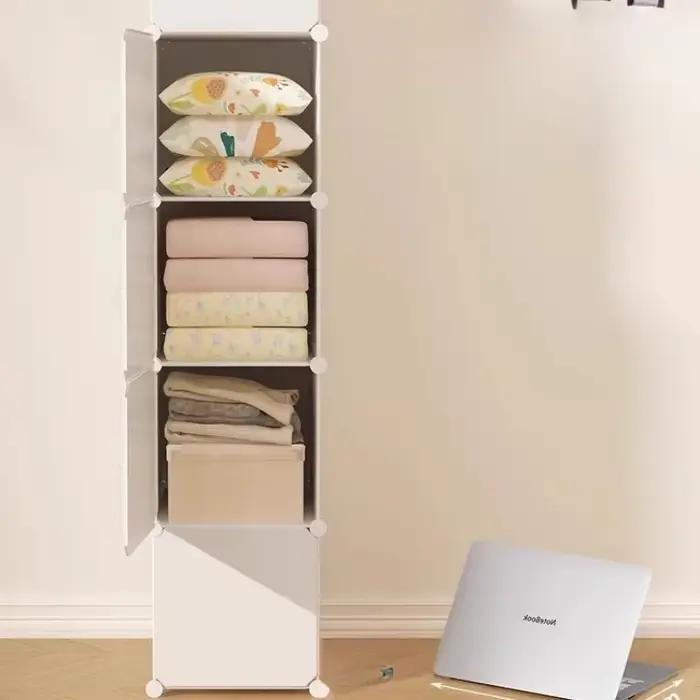 Armoire Minimaliste Économique Nordique Moderne Gain de Place pour Chambre à Coucher – Meuble de Rangement Modulaire Extérieur pour Vêtements