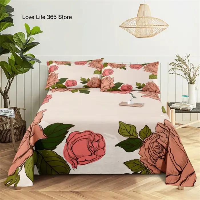 Ensembles de draps de lit roses College en fleurs 3D