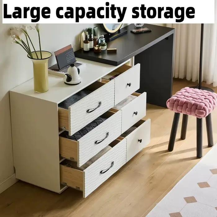 Coiffeuse à six tiroirs en bois pour chambre d'hôtel