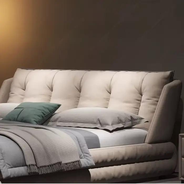180x200cm chambre principale moderne 2 personnes lit Composite cuir confortable vers le bas sac lits doubles tête de lit de luxe meubles jumeaux