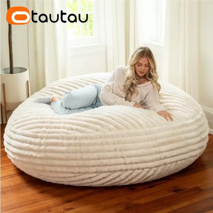 OTAUTAU 4/5 pieds géant fausse fourrure de lapin pouf