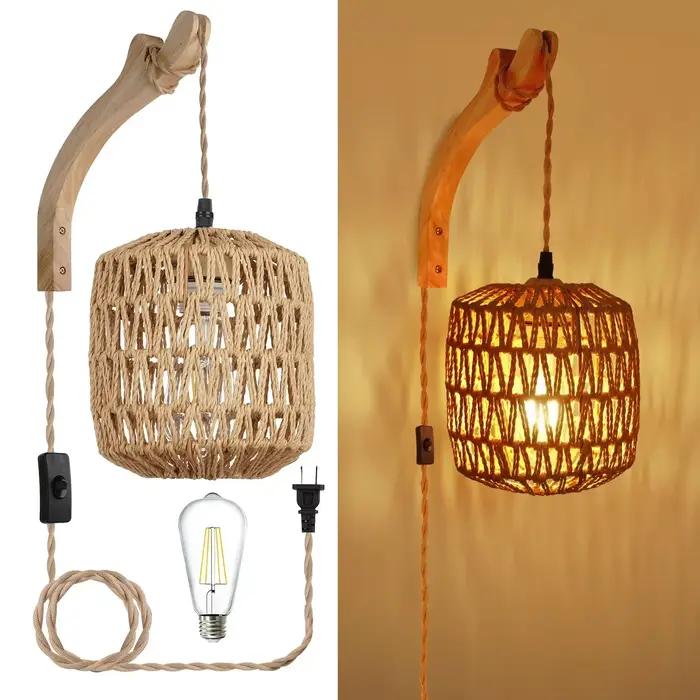 Applique murale Vintage en rotin tricotée à la main