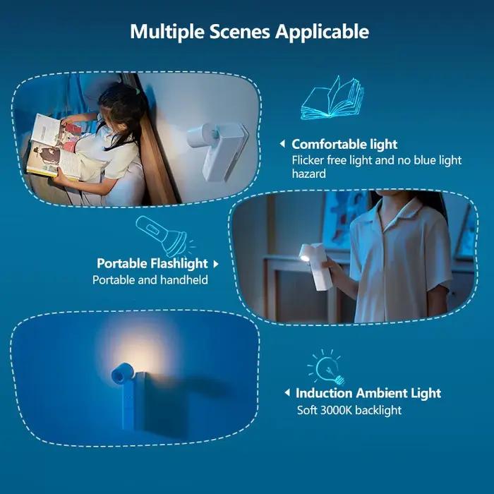 Philips PAS341 veilleuse de chevet grande capacité de batterie lampe de lecture de chambre USB type-c bâton de chargement partout capteur de mouvement
