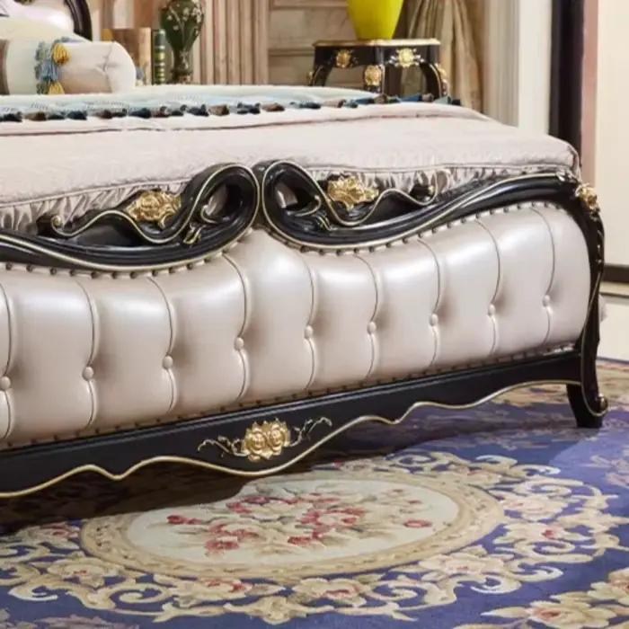 Lit Queen Size de Luxe avec Table de Chevet et Tête de Lit