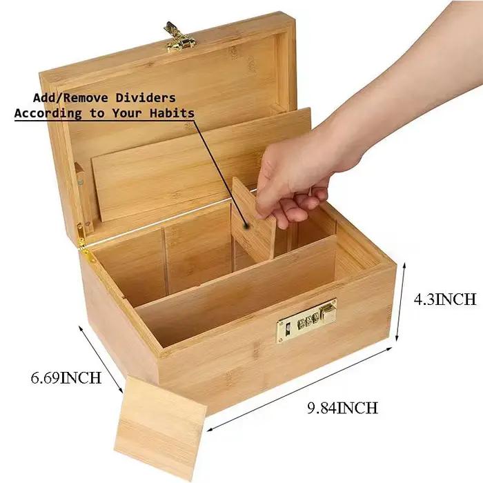 Boîte de rangement en bambou et bois