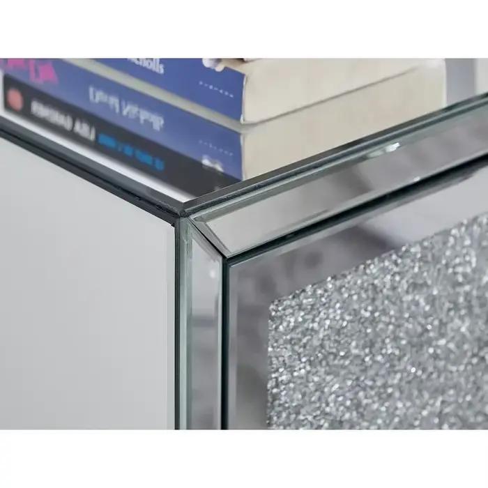 Mode de luxe moderne diamant concassé miroir 3 tiroirs rangement Table de chevet côté lit