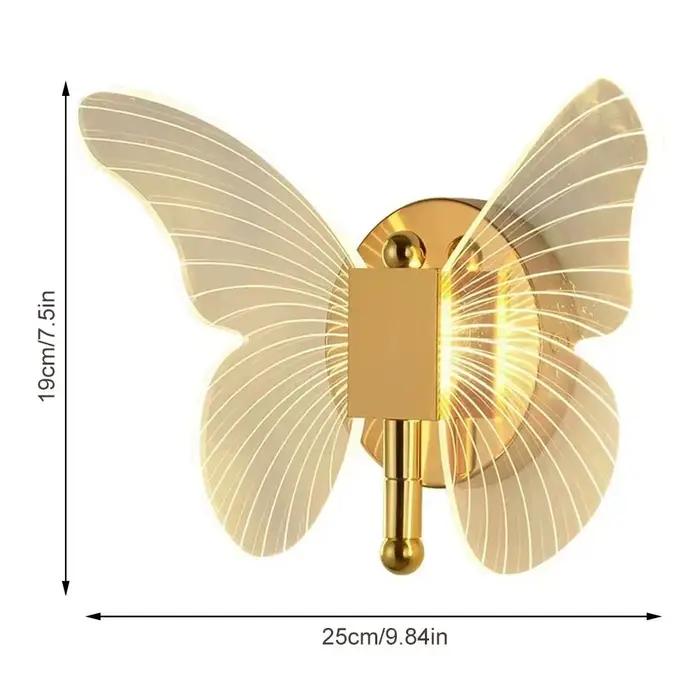 Papillon mur LED lampe intérieur moderne métal acrylique 110 V-220 V filaire applique tricolore réglage chevet applique murale appliques