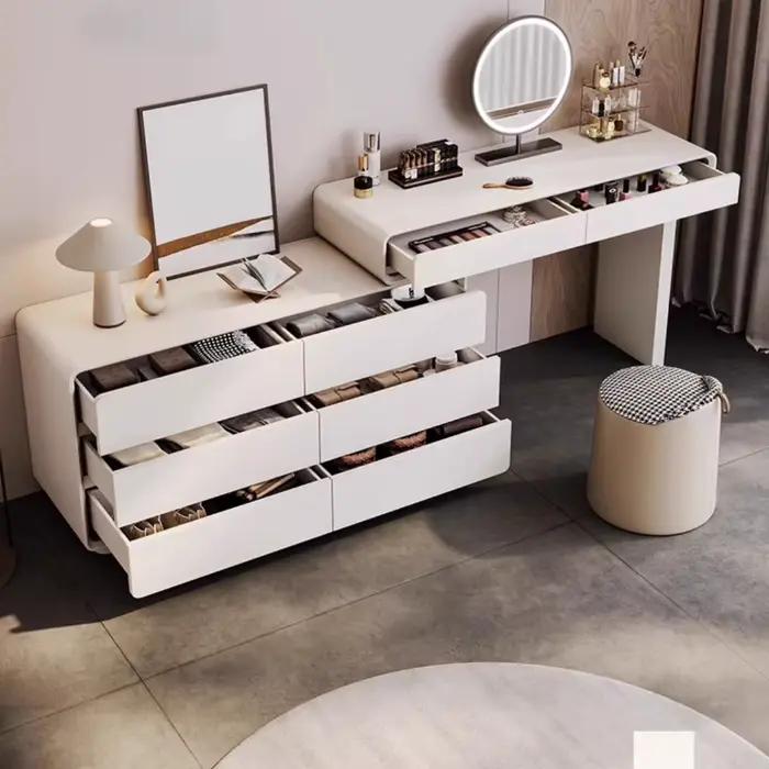 Coiffeuse de luxe moderne rangement appartement blanc classique