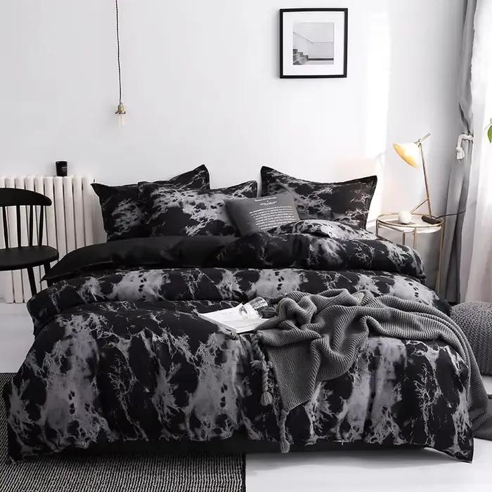 Parure de lit de luxe noire avec taie d'oreiller