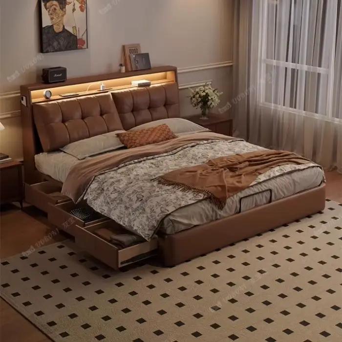 Cadres De maquillage organisateur De lit moderne espace De rangement De luxe lit multifonctionnel chambre Cama De Casal Luxuosa accessoires pour la maison