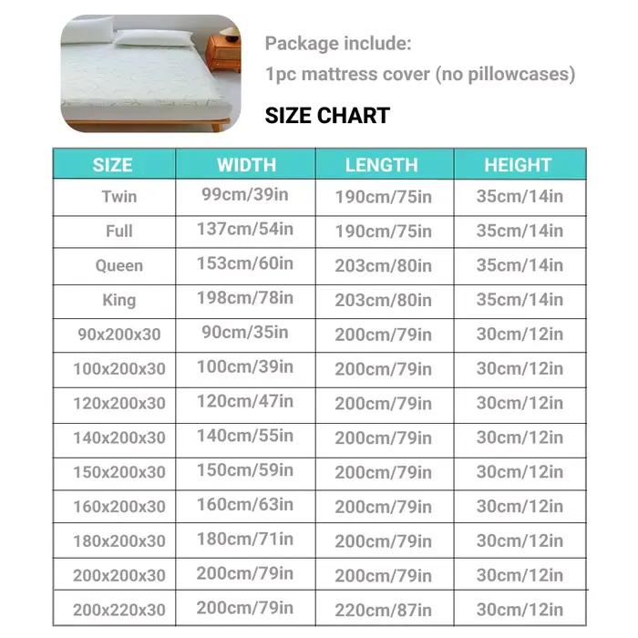 Housse de matelas imperméable en bambou (sans taie d'oreiller)
