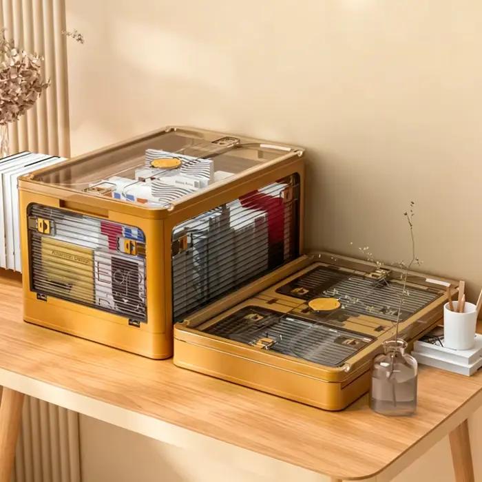 Boîte de rangement pliable avec roulettes