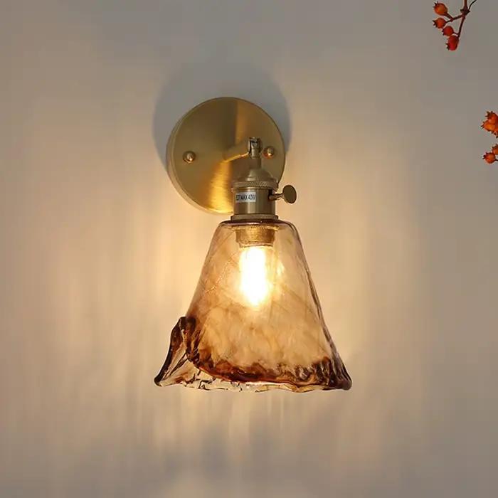 Applique Murale en Laiton et Verre de Style Nordique Japonais Rétro, Luminaire Créatif pour Maison, Bar, Restaurant, Chambre à Coucher