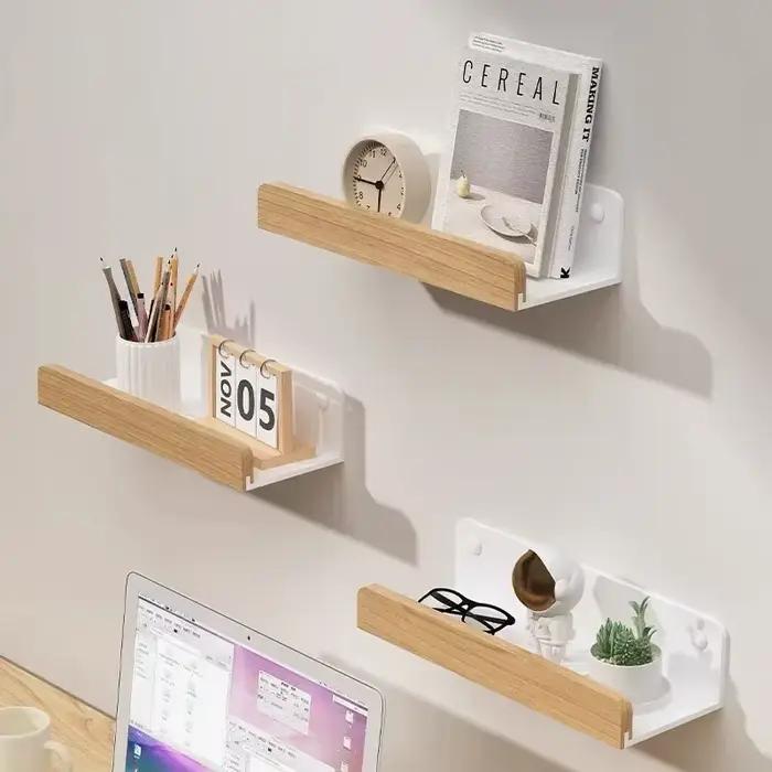 Étagère Murale en Bois de Hêtre pour Salle de Bain
