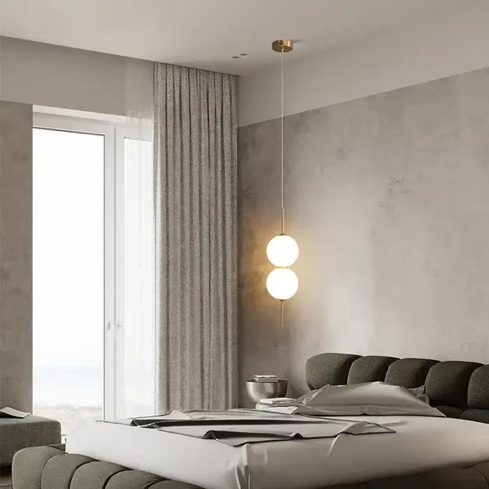 Nordique chambre chevet suspendu lustre moderne minimaliste boule de verre Led lampe suspendue créative Restaurant Bar décoration lumière