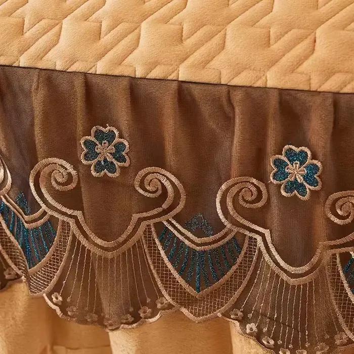 Jupe de lit matelassée en velours épais de luxe