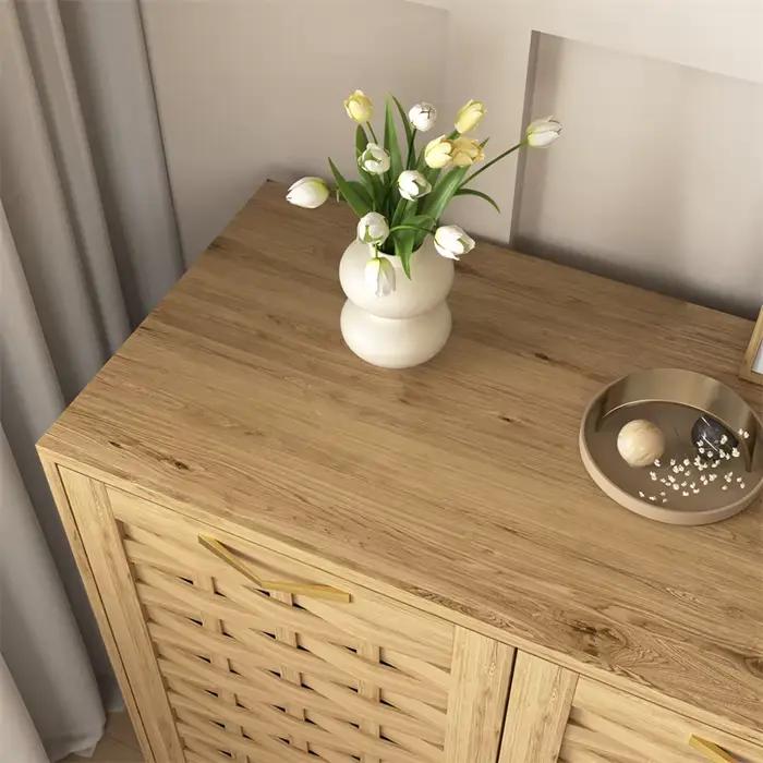 Armoire de rangement moderne en bois avec étagères intérieures réglables et kit anti-basculement pour plusieurs scénarios