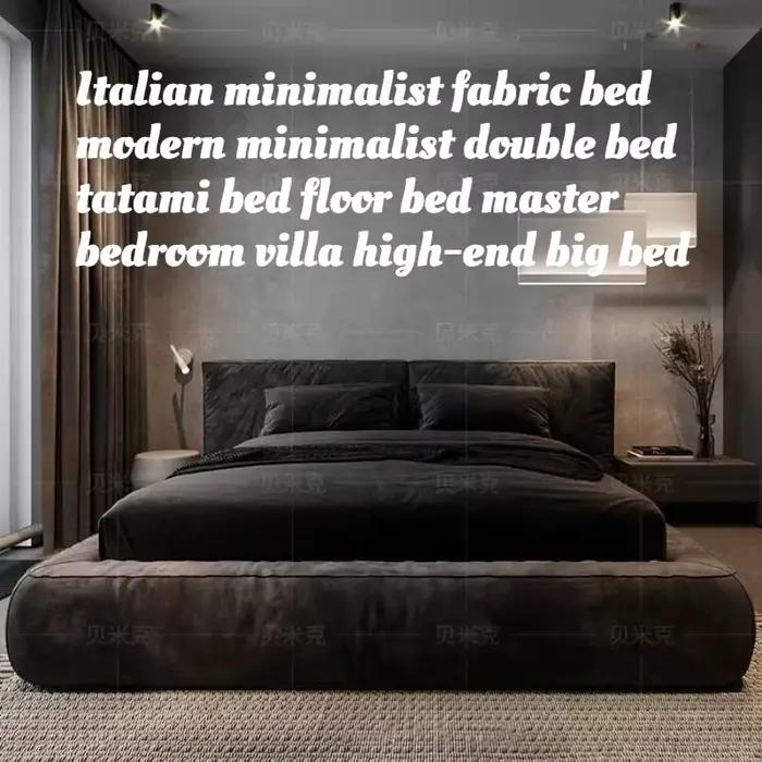 Lit plateforme minimaliste italien en tissu rembourré