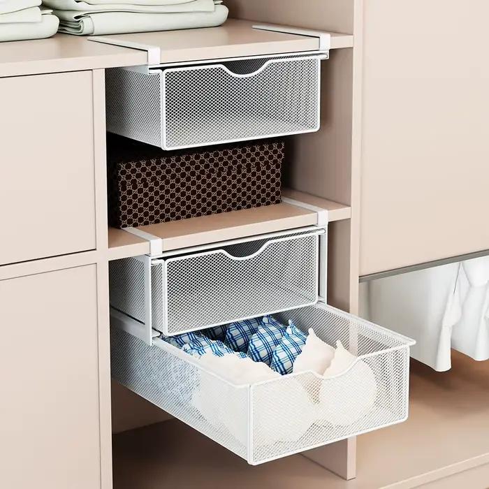 Organisateur de penderie double couche à tiroir coulissant pour sous-vêtements et vêtements