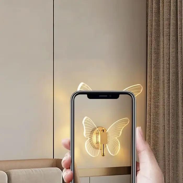 Papillon mur LED lampe intérieur moderne métal acrylique 110 V-220 V filaire applique tricolore réglage chevet applique murale appliques