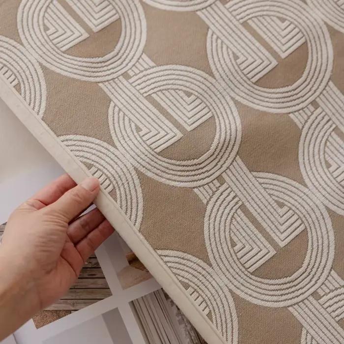 Chemin de lit Jacquard avec anneau géométrique haut de gamme
