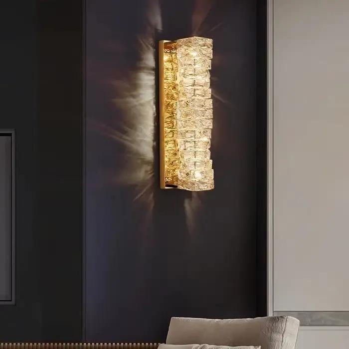 Lumière de luxe cristal hôtel fond mur salon chambre tête de lit nordique minimaliste moderne couloir escalier