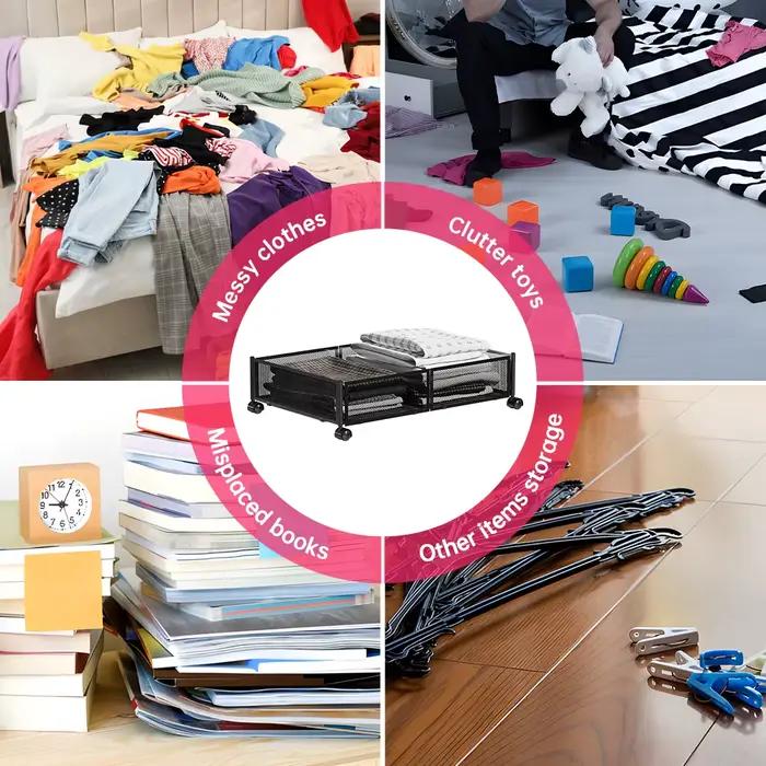 Conteneur de rangement pliable sous le lit avec roulettes