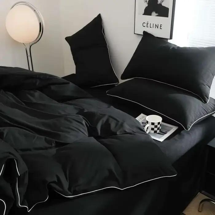 Parure de lit noire – Parure de lit minimaliste Queen/King Size