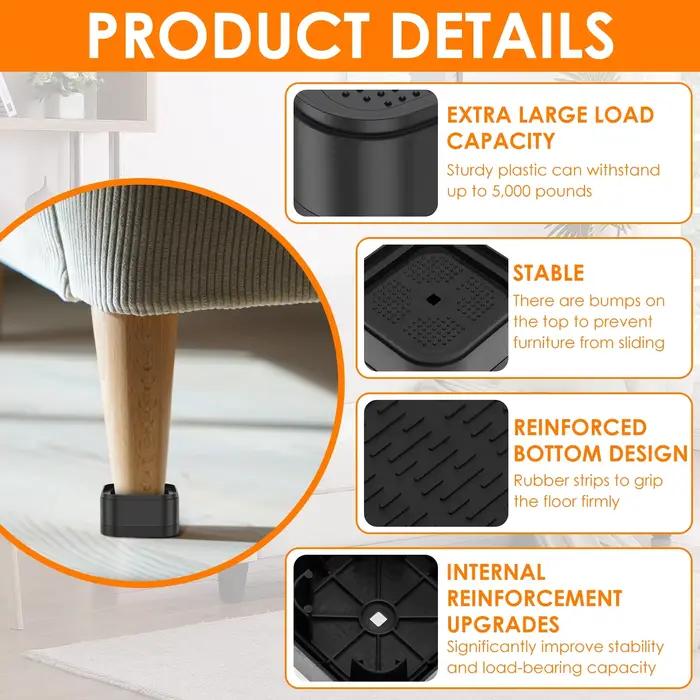 8/16 pièces rehausseurs de meubles robuste lit chaise Table rehaussement pied coussinet anti-dérapant sol protecteur