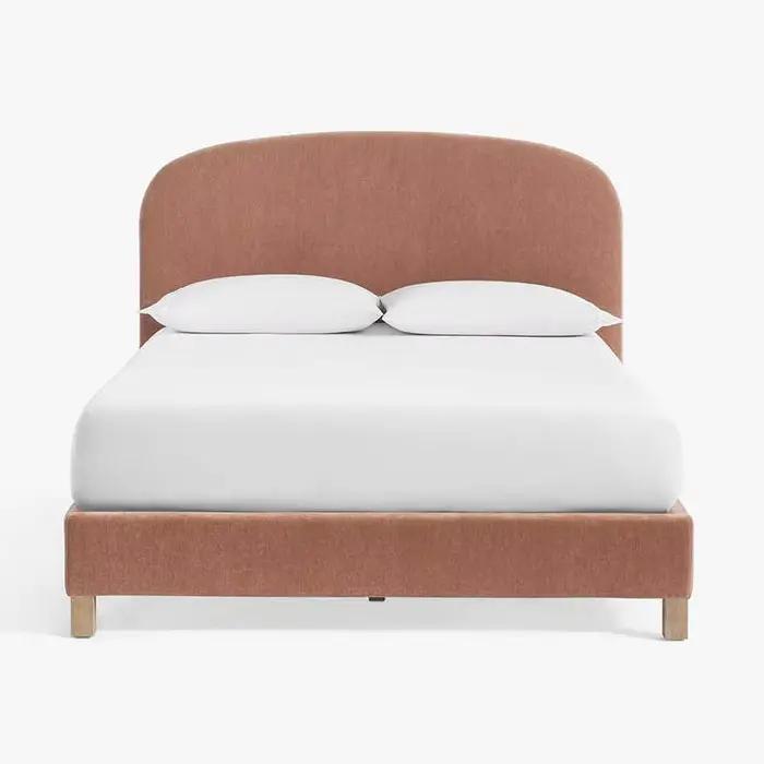 Chambre à coucher minimaliste lits de luxe fantaisie Queen Size cadre lit tables de nuit rembourré Letto Matrimoniale meubles accessoires