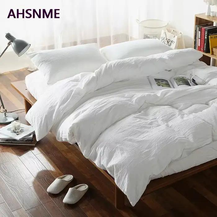 AHSNME 100% coton linge de lit Super doux literie couvre-lit Cool été blanc housse de couette