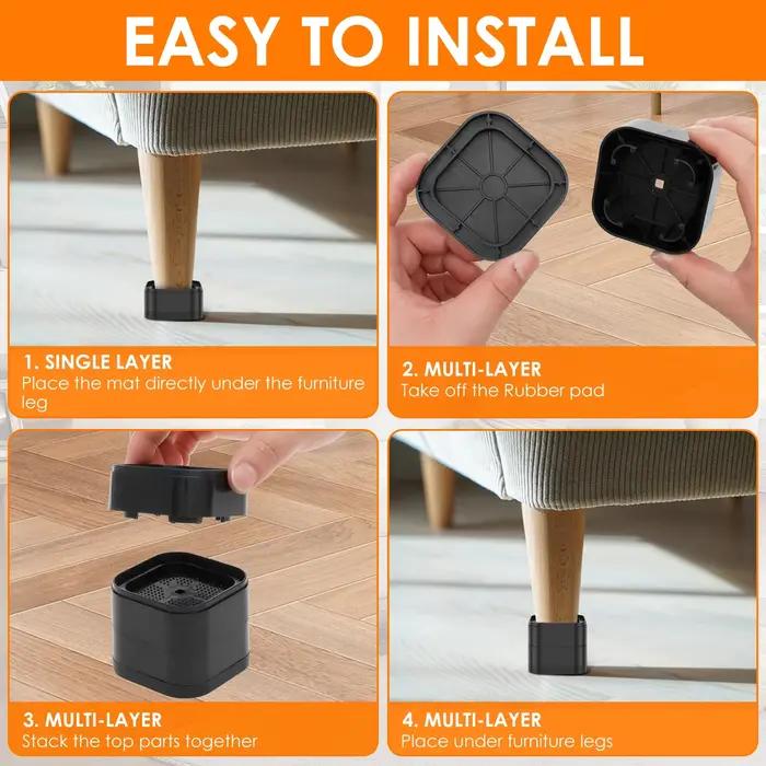 8/16 pièces rehausseurs de meubles robuste lit chaise Table rehaussement pied coussinet anti-dérapant sol protecteur