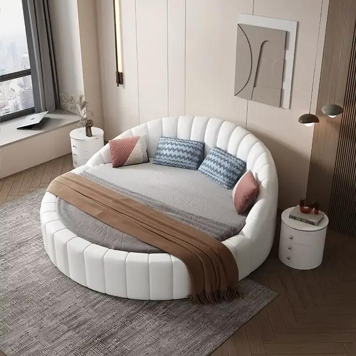 Lit rond minimaliste blanc moderne