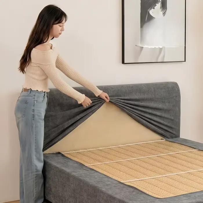 Housse de cadre de lit extensible en chenille