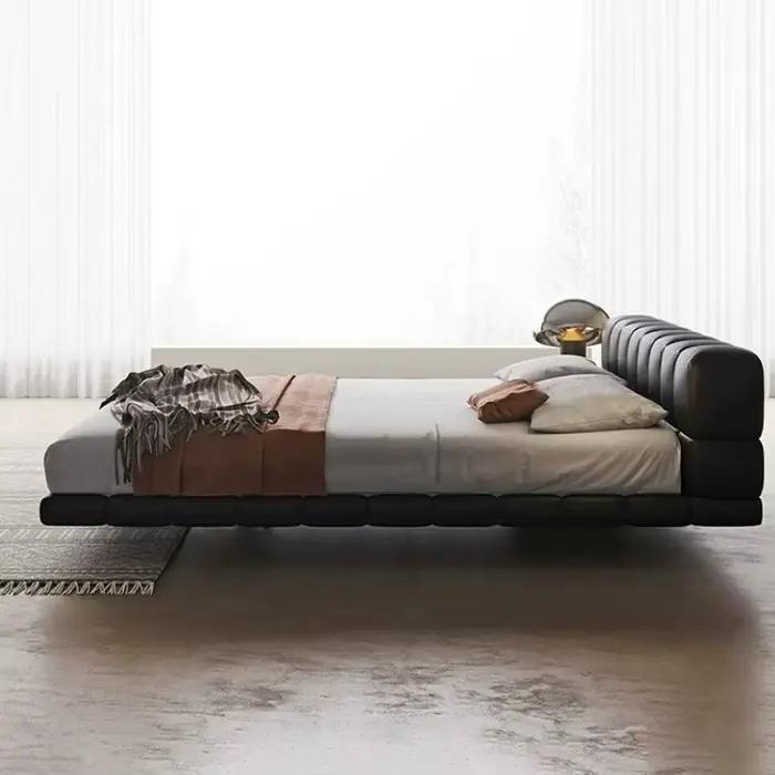 Lit 150x200cm 180x200cm 200x220cm en cuir chocolat