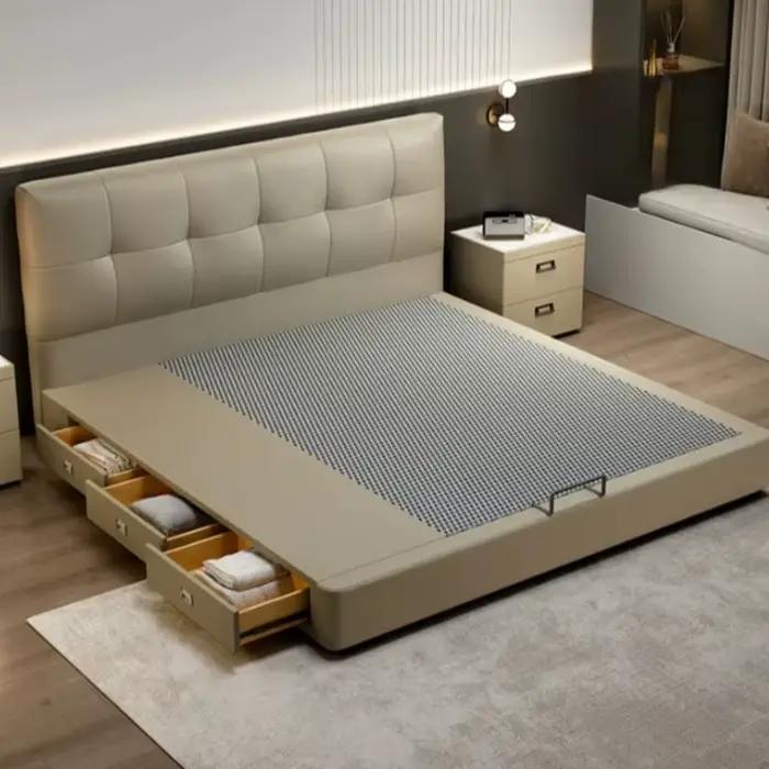 Lit de chambre Tatami double king size avec tiroirs de rangement