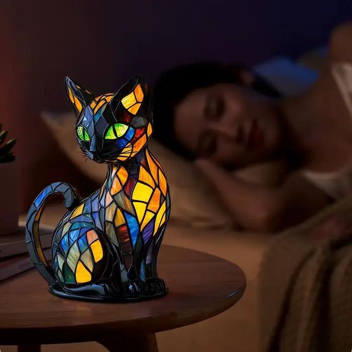 Lampe de chevet Led 3D en forme d'animal et de chat, ornement créatif en résine pour étagère, chambre à coucher, maison, lit, salon, appartement