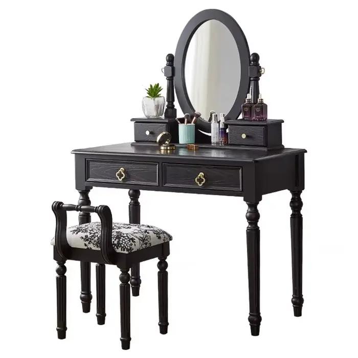 Filles noir miroir Coiffeuse tabouret accessoires Design moderne