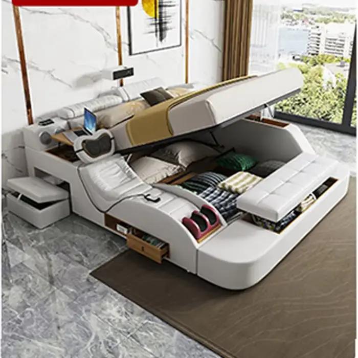 Lit intelligent multifonctionnel moderne pour 2 personnes | MEUBLES FUTURISTES | Lits en cuir véritable Tatami Ultimate