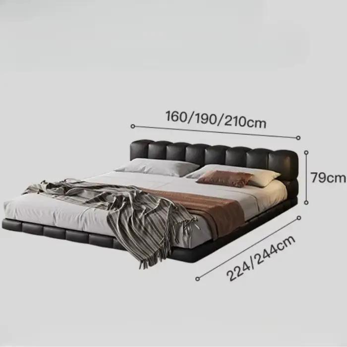 Lit 150x200cm 180x200cm 200x220cm en cuir chocolat