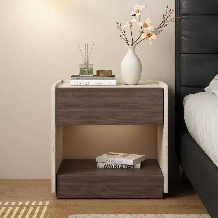 Table de Chevet Tendance Nordique Luxe Moderne Vintage avec Rangement et Présentoir Esthétique – Meuble de Chambre