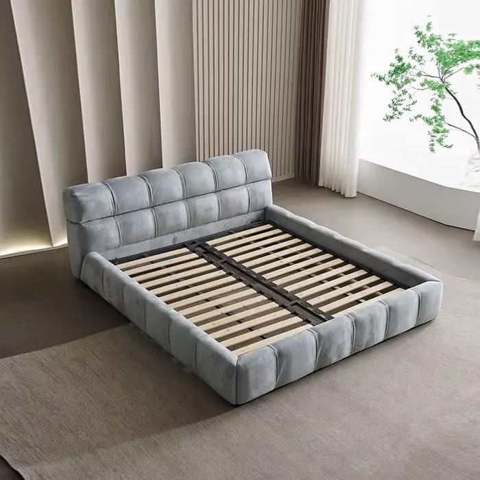 Lit double en tissu minimaliste moderne