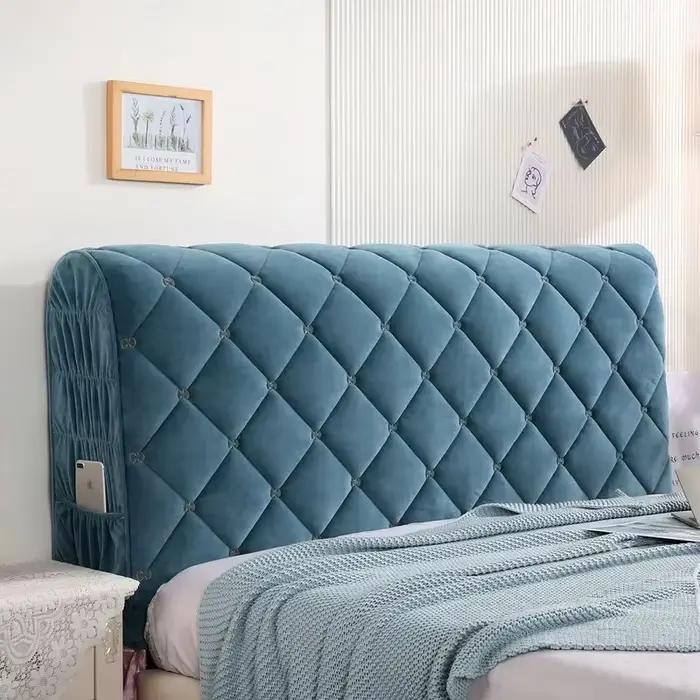 Couvre-tête de lit matelassé en velours brodé